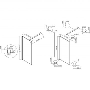 Душевая перегородка Vincea Walk-In, 800х2000 мм, хром, стекло прозрачное VSW-1HS800CL