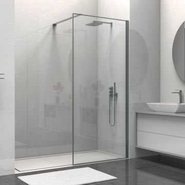Душевая перегородка Vincea Walk-In, 800х2000 мм, вороненая сталь, стекло прозрачное VSW-1HS800CLGM