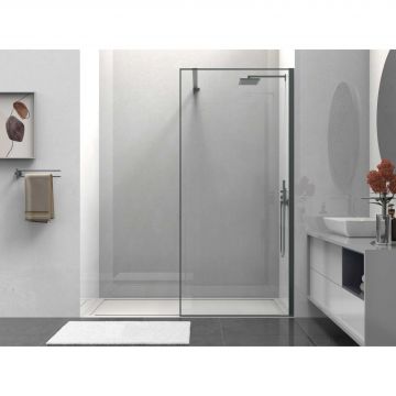 Душевая перегородка Vincea Walk-In, 800х2000 мм, вороненая сталь, стекло прозрачное VSW-1HS800CLGM