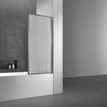 Душевая шторка на ванну Vincea (Винчея) , 700х1400 мм, вороненая сталь, стекло рифленое VSB-41700FLGM