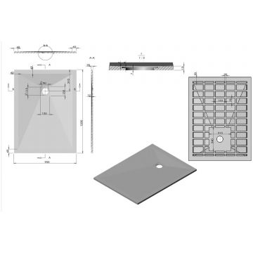 Поддон для душа Vincea из искусственного камня VST-4SR9012G, 1200х900х25, серый