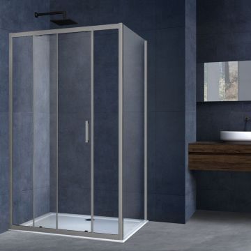 Душевой уголок Vincea Alpha, 1400х900 мм (габариты площадки), вороненая сталь, стекло прозрачное VSR-3AL9014CLGM