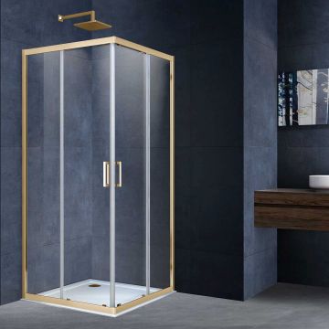 Душевой уголок Vincea (Винчея) Alpha, 900х900 мм (габариты площадки) , брашированное золото, стекло прозрачное VSS-3AL900CLG