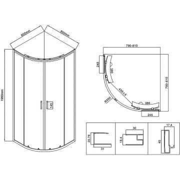 Душевой уголок Vincea (Винчея) City, 800х800 мм (габариты площадки) , хром, стекло текстурное VSQ-5CT800MT