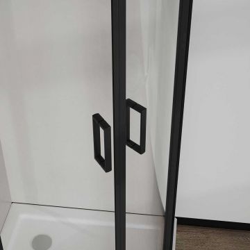 Душевой уголок Vincea City, 900х900 мм (габариты площадки),  черный матовый, стекло прозрачное  VSQ-5CT900CLB
