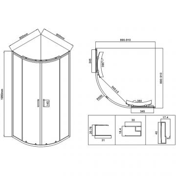 Душевой уголок Vincea (Винчея) City, 900х900 мм (габариты площадки) , хром, стекло текстурное VSQ-5CT900MT