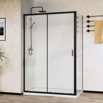Душевой уголок Vincea City, 1100х900 мм (габариты площадки),  черный, стекло прозрачное  VSR-5CT9011CLB