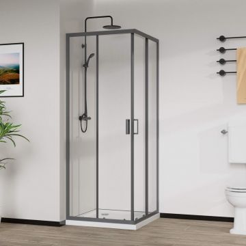 Душевой уголок Vincea (Винчея) City, 900х900 мм (габариты площадки) , вороненая сталь, стекло прозрачное VSS-5CT900CLGM