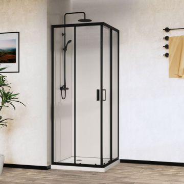Душевой уголок Vincea (Винчея) City, 1000х900 мм (габариты площадки) , черный, стекло прозрачное VSS-5CT9010CLB