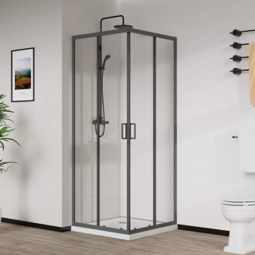 Душевой уголок Vincea (Винчея) City, 1000х900 мм (габариты площадки) , вороненая сталь, стекло прозрачное VSS-5CT9010CLGM