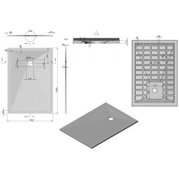 Поддон для душа Vincea из искусственного камня VST-4SR9013W, 1300х900х30, белый матовый