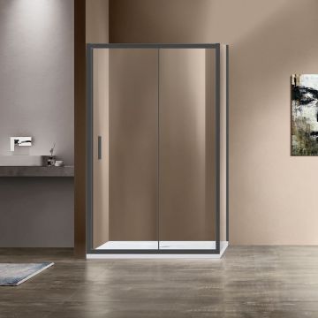 Душевой уголок Vincea (Винчея) Garda, 1100х800 мм (габариты площадки) , вороненая сталь, стекло прозрачное VSR-1G8011CLGM