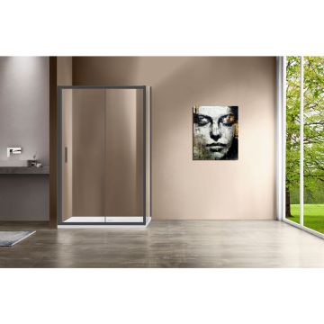 Душевой уголок Vincea (Винчея) Garda, 1400х800 мм (габариты площадки) , вороненая сталь, стекло прозрачное VSR-1G8014CLGM