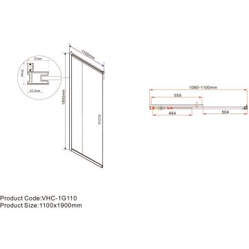 Душевой уголок Vincea Garda, 1100х1000 мм (габариты площадки),  брашированное золото, стекло прозрачное VSS-1G1011CLG
