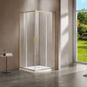 Душевой уголок Vincea (Винчея) Garda, 1200х1100 мм (габариты площадки) , брашированное золото, стекло прозрачное VSS-1G1112CLG