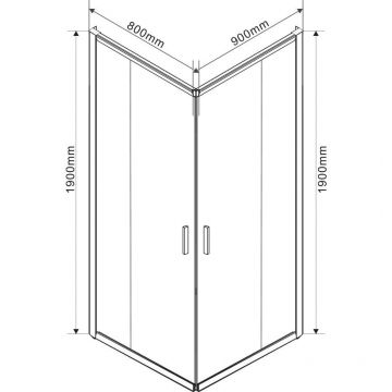 Душевой уголок Vincea (Винчея) Garda, 900х800 мм (габариты площадки) , брашированное золото, стекло прозрачное VSS-1G8090CLG