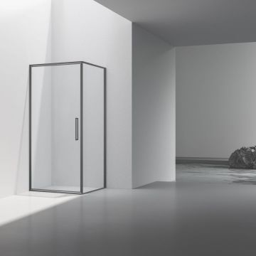 Душевой уголок Vincea Slim 8 мм, 1000х900 мм (габариты площадки),  вороненая сталь, стекло прозрачное VSR-4SLP9010CLGM