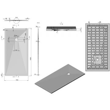 Поддон для душа Vincea из искусственного камня VST-4SR9018W, 1800х900х30, белый матовый