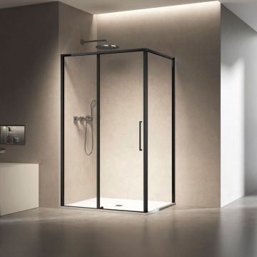 Душевой уголок Vincea Slim 8 мм, 1300х800 мм (габариты площадки),  черный, стекло прозрачное VSR-6SL8013CLB