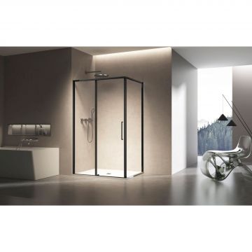 Душевой уголок Vincea (Винчея) Slim 8 мм, 1200х900 мм (габариты площадки) , черный, стекло прозрачное VSR-6SL9012CLB