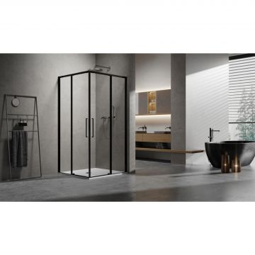 Душевой уголок Vincea Slim 8 мм, 1000х800 мм (габариты площадки),  черный, стекло прозрачное VSS-6SL8010CLB