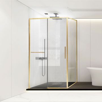 Душевой уголок Vincea Slim Soft, 1100х800 мм (габариты площадки),  брашированное золото, стекло прозрачное VSR-1SS8011CLG