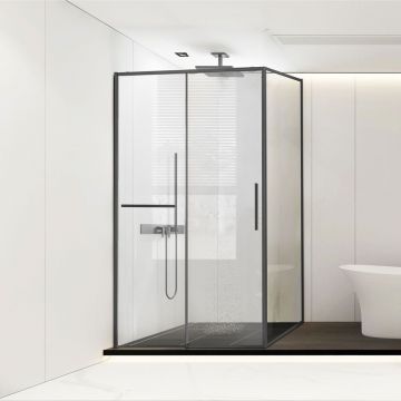 Душевой уголок Vincea Slim Soft, 1500х800 мм (габариты площадки), вороненая сталь, стекло прозрачное VSR-1SS8015CLGM