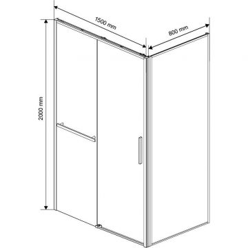 Душевой уголок Vincea Slim Soft, 1500х800 мм (габариты площадки), вороненая сталь, стекло прозрачное VSR-1SS8015CLGM