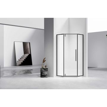 Душевой уголок Vincea (Винчея) Slim-N, 1000х1000 мм (габариты площадки) , черный, стекло прозрачное VSP-4SN100CLB
