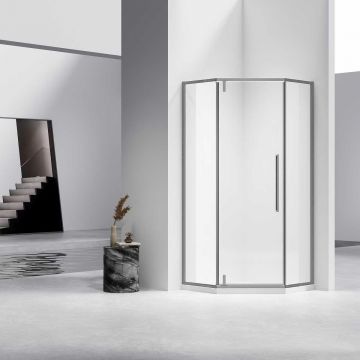 Душевой уголок Vincea (Винчея) Slim-N, 1000х1000 мм (габариты площадки) , вороненая сталь, стекло прозрачное VSP-4SN100CLGM