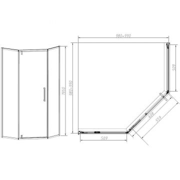 Душевой уголок Vincea (Винчея) Slim-N, 1000х1000 мм (габариты площадки) , вороненая сталь, стекло прозрачное VSP-4SN100CLGM