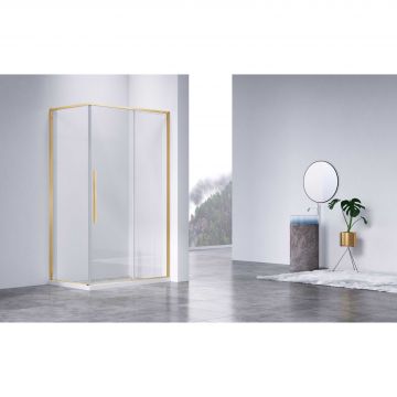 Душевой уголок Vincea (Винчея) Slim-N, 1400х800 мм (габариты площадки) , брашированное золото, стекло прозрачное VSR-4SN8014CLG