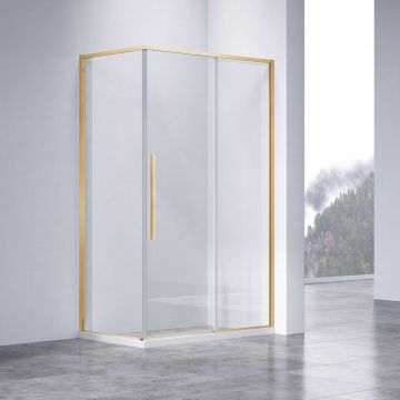 Душевой уголок Vincea Slim-N, 1300х900 мм (габариты площадки), брашированное золото, стекло прозрачное VSR-4SN9013CLG