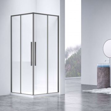 Душевой уголок Vincea Slim-N, 1000х800 мм (габариты площадки),  вороненая сталь, стекло прозрачное VSS-4SN8010CLGM