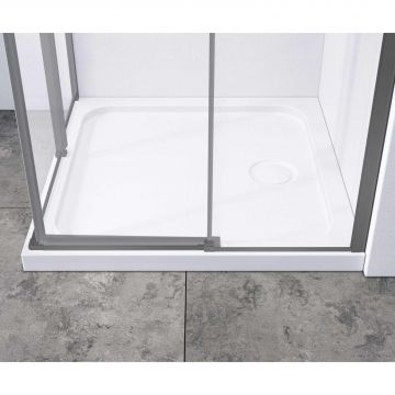 Душевой уголок Vincea Slim-N, 1000х800 мм (габариты площадки),  вороненая сталь, стекло прозрачное VSS-4SN8010CLGM