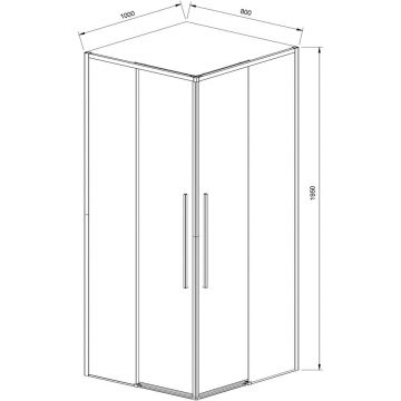 Душевой уголок Vincea Slim-N, 1000х800 мм (габариты площадки),  вороненая сталь, стекло прозрачное VSS-4SN8010CLGM