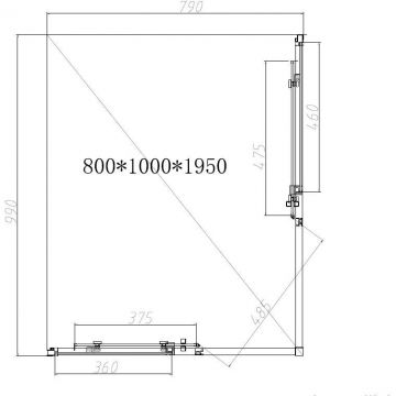 Душевой уголок Vincea Slim-N, 1000х800 мм (габариты площадки),  вороненая сталь, стекло прозрачное VSS-4SN8010CLGM
