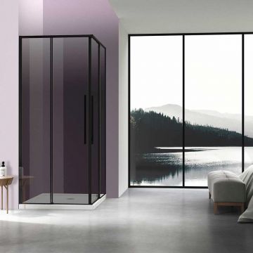 Душевой уголок Vincea (Винчея) Slim-N, 900х900 мм (габариты площадки) , черный, стекло тонированное VSS-4SN900CGB