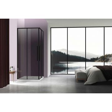 Душевой уголок Vincea (Винчея) Slim-N, 900х900 мм (габариты площадки) , черный, стекло тонированное VSS-4SN900CGB