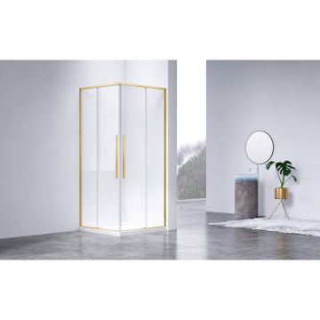 Душевой уголок Vincea Slim-N, 900х900 мм (габариты площадки),  брашированное золото, стекло прозрачное VSS-4SN900CLG