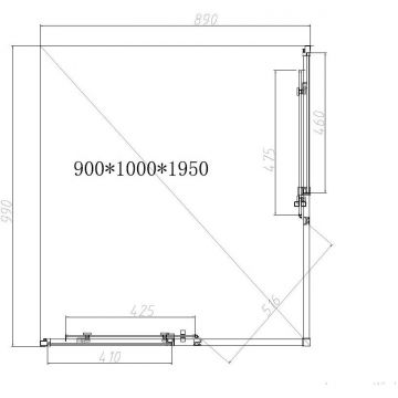 Душевой уголок Vincea Slim-N, 1000х900 мм (габариты площадки),  брашированное золото, стекло прозрачное VSS-4SN9010CLG