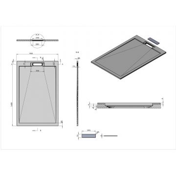Поддон для душа Vincea из искусственного камня VST-4SRL9016W, 1600х900х25, белый матовый