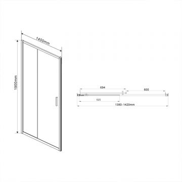 Душевая дверь Vincea Garda VDS-1G140CLB, 1400, черный, стекло прозрачное