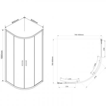 Душевой уголок Vincea (Винчея) Garda VSQ-1G800CL, 800х800 мм (габариты площадки) хром, стекло прозрачное