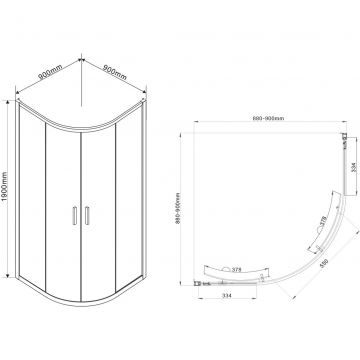 Душевой уголок Vincea (Винчея) Garda VSQ-1G900CL, 900х900 мм (габариты площадки) хром, стекло прозрачное