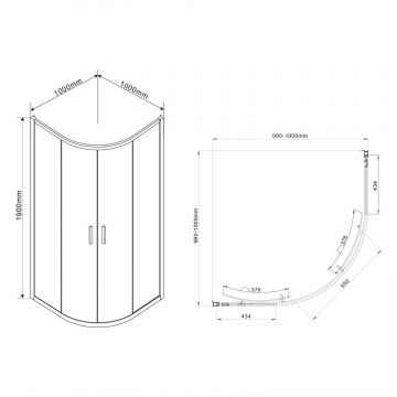 Душевой уголок Vincea (Винчея) Garda VSQ-1G100CH, 1000х1000 мм (габариты площадки) хром, стекло шиншилла