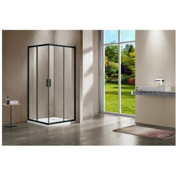 Душевой уголок Vincea (Винчея) Garda VSS-1G100CLB, 1000х1000 мм (габариты площадки) черный, стекло прозрачное