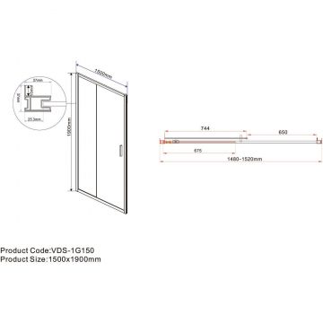 Душевая дверь Vincea Garda VDS-1G150CH, 1500, хром, стекло шиншилла
