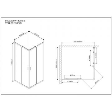 Душевой уголок Vincea (Винчея) Scala VSS-2SC900CL, 900х900 мм (габариты площадки) хром, стекло прозрачное