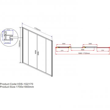Душевая дверь Vincea (Винчея) Garda VDS-1G2170CL, 1700, хром, стекло прозрачное